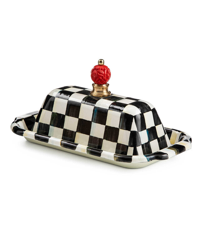 MACKENZIE CHILDS Courtly Check Enamel Butter Box