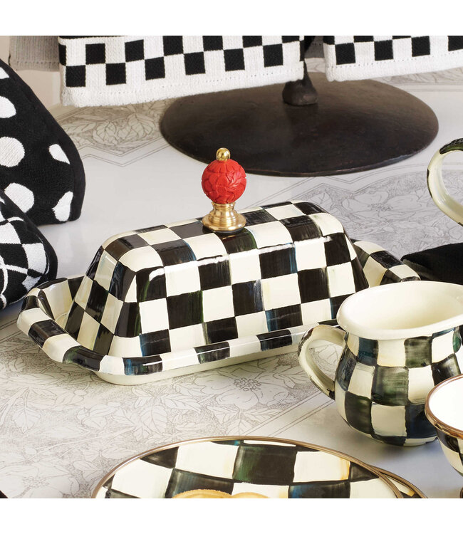 MACKENZIE CHILDS Courtly Check Enamel Butter Box