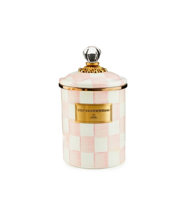 MACKENZIE CHILDS Rosy Check Enamel Canister - Medium