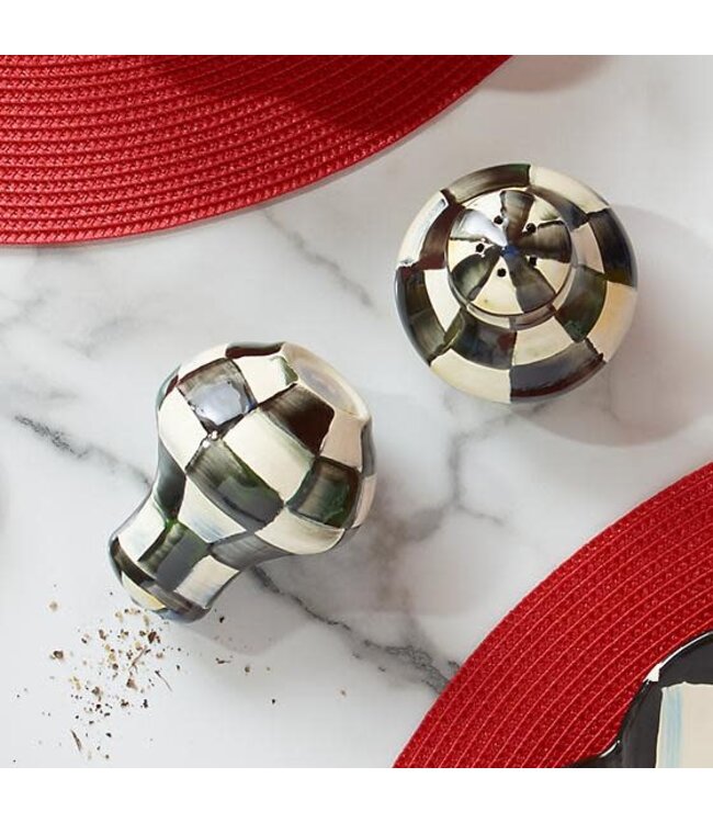 MACKENZIE CHILDS Courtly Check Enamel Salt & Pepper Shakers