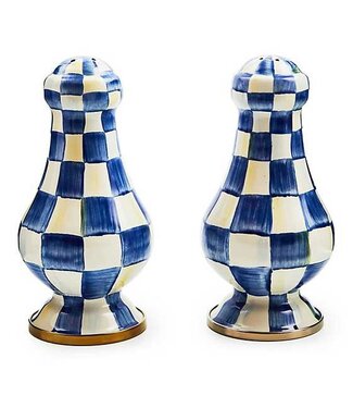 MACKENZIE CHILDS Royal Check Enamel Large Salt & Pepper Shakers