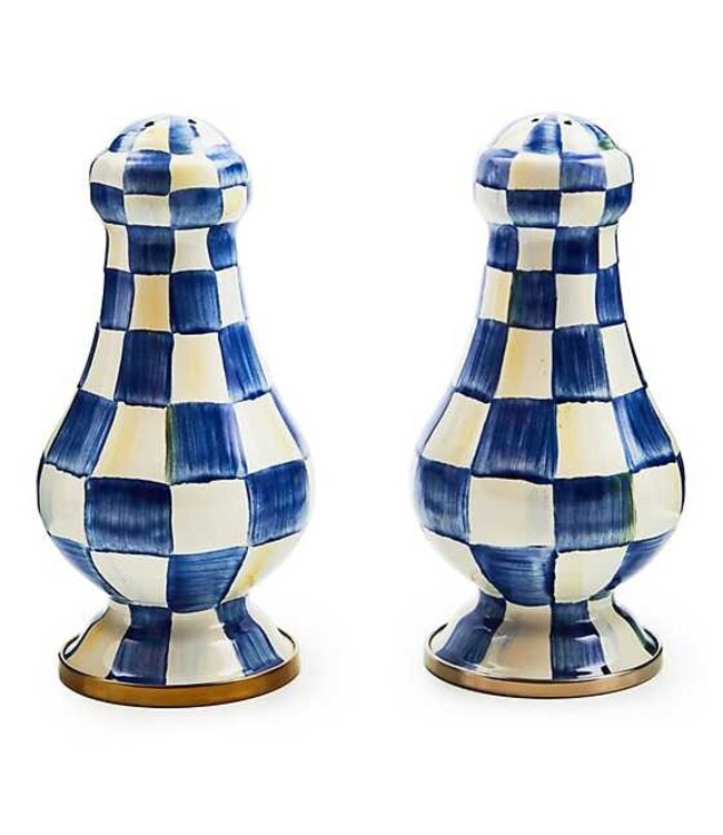 MACKENZIE CHILDS Royal Check Enamel Large Salt & Pepper Shakers