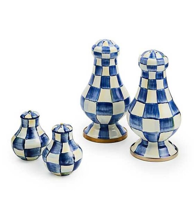 MACKENZIE CHILDS Royal Check Enamel Large Salt & Pepper Shakers