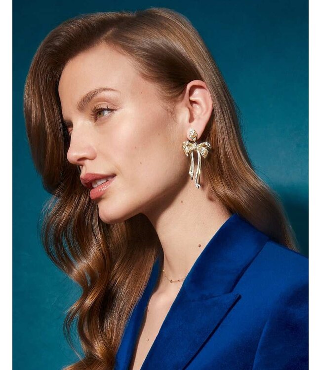 KENDRA SCOTT Krista Bow Statement Earrings - Gold White Mix