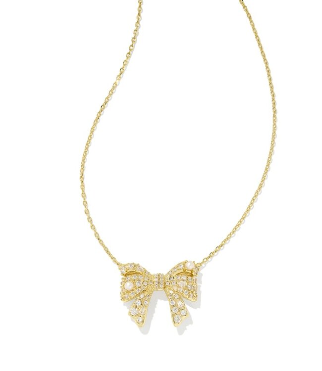 KENDRA SCOTT Krista Bow Short Pendant Necklace - White Mix