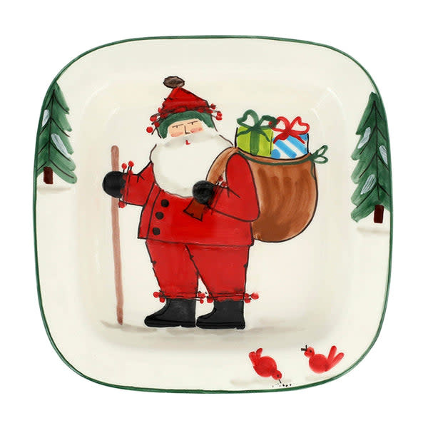 Old St. Nick Small Rimmed Square Platter with Gifts Amber Marie and