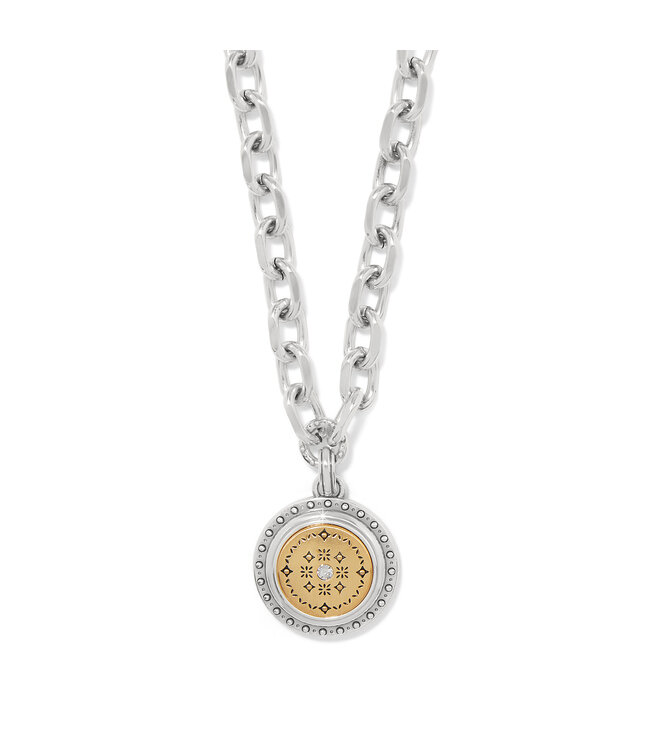 BRIGHTON Mosaic Round Two Tone Pendant Necklace