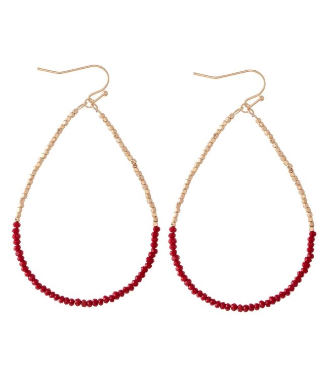 Long Dainty Beaded Teardrop Earrings