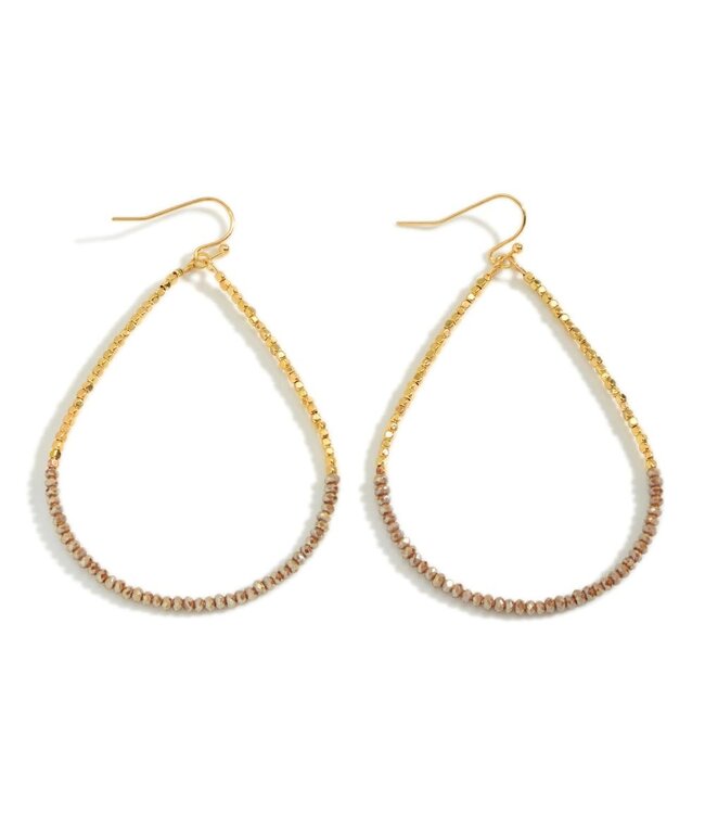 Long Dainty Beaded Teardrop Earrings