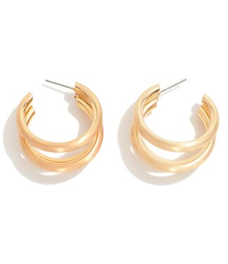 Triple Strand Metallic Drop Hoop Earring