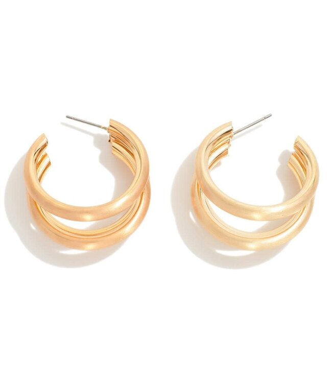 Triple Strand Metallic Drop Hoop Earring