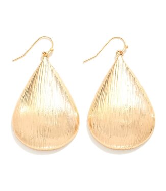 Brushed Metal Teardrop Drop Earrings
