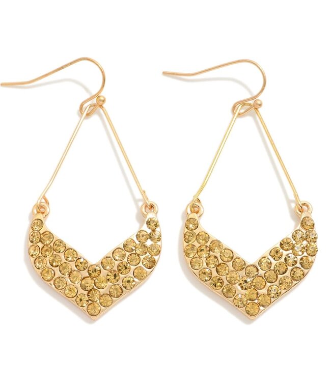 Rhinestone Studded Chevron Teardrop Earrings