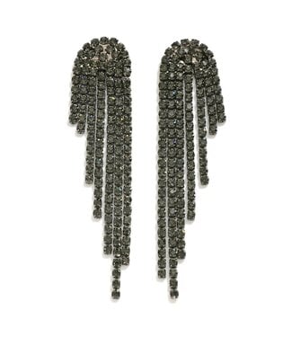 Rhinestone Tassel Post Drop Earrings
