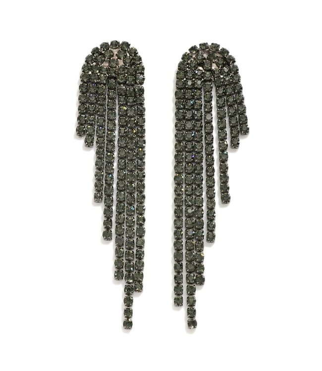 Rhinestone Tassel Post Drop Earrings