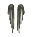 Rhinestone Tassel Post Drop Earrings