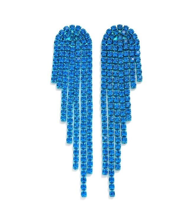 Rhinestone Tassel Post Drop Earrings