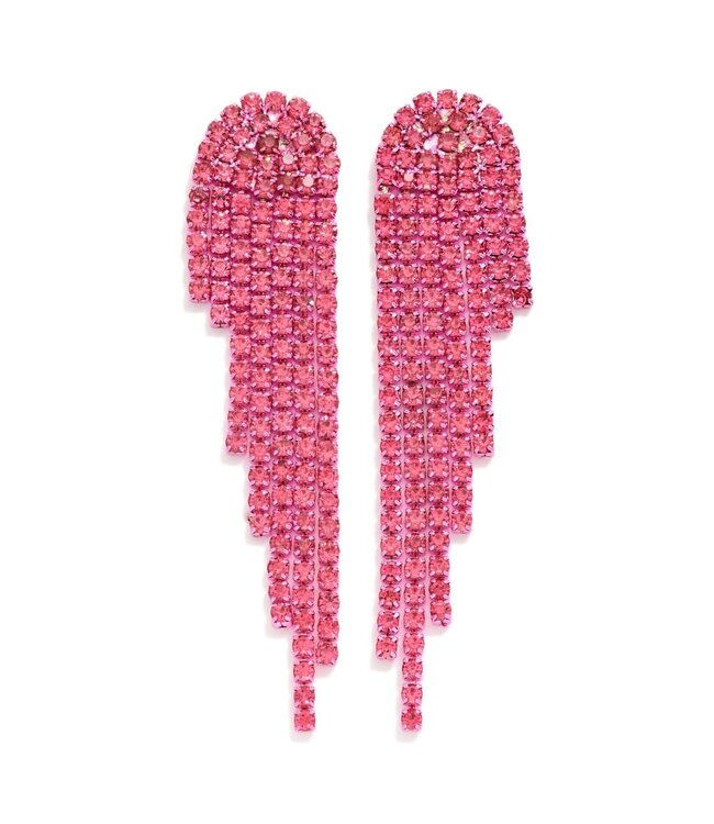 Rhinestone Tassel Post Drop Earrings