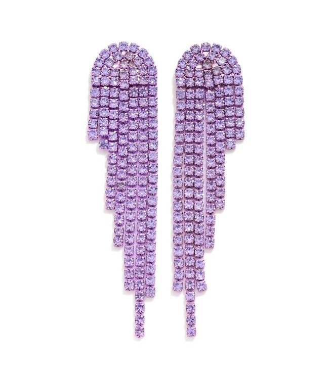 Rhinestone Tassel Post Drop Earrings