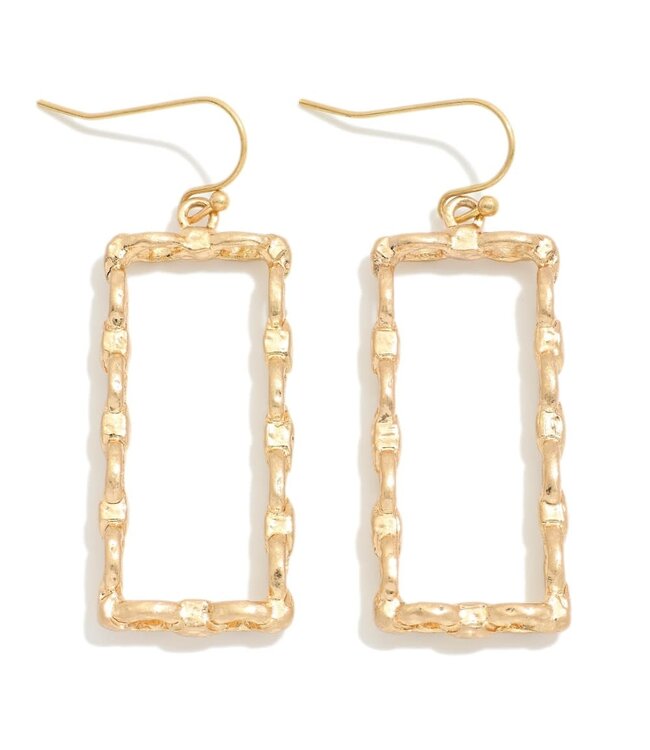 Metal Chain Link Rectangle Drop Earrings