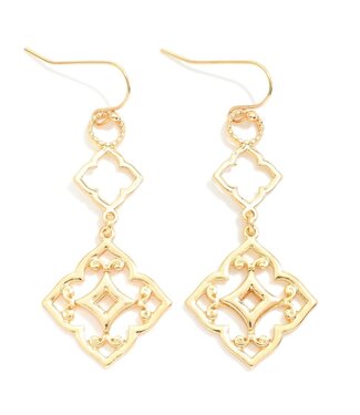 Linked Metal Filigree Clover Drop Earrings