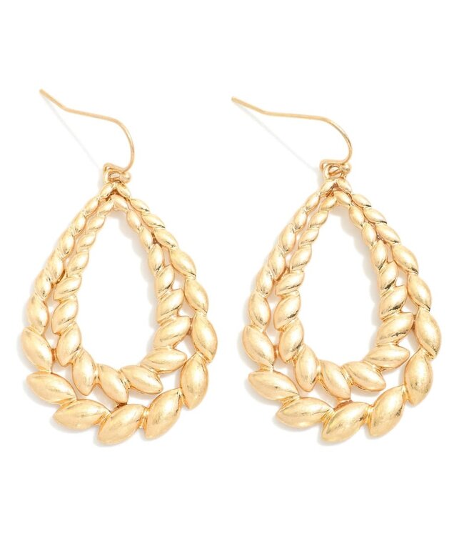 Layered Metal Seeds Teardrop Drop Earrings