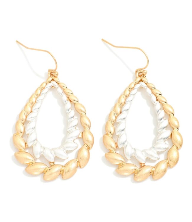 Layered Metal Seeds Teardrop Drop Earrings