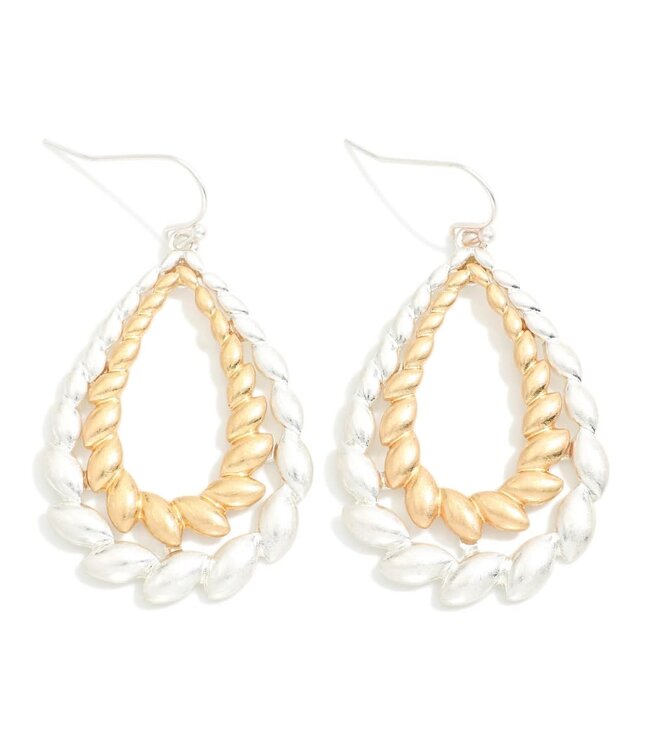 Layered Metal Seeds Teardrop Drop Earrings