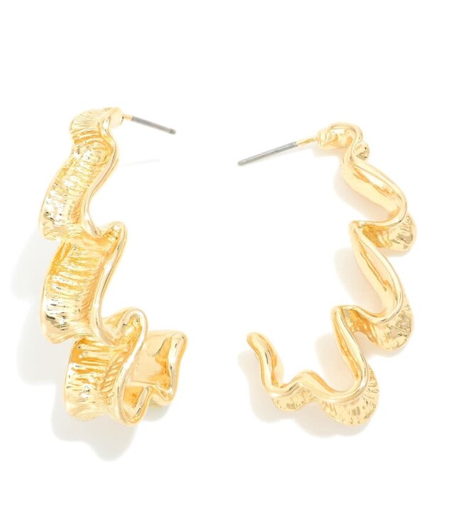 Textured Wavy Metal Hoop Earrings