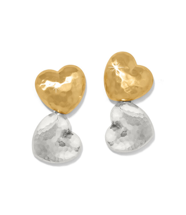 BRIGHTON Trianon Heart Small Two Tone Post Drop Earrings