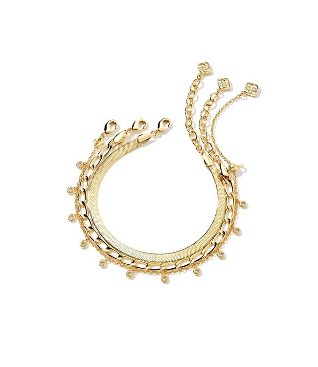 KENDRA SCOTT Kassie Set of 3 Chain Bracelets in Gold Metal