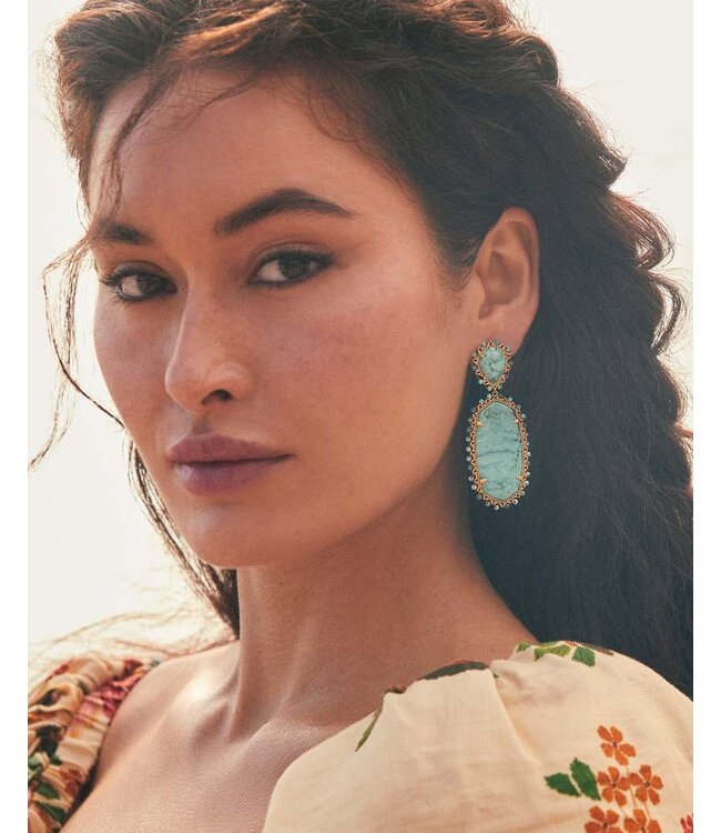KENDRA SCOTT Parsons Silver Statement Earrings Turquoise