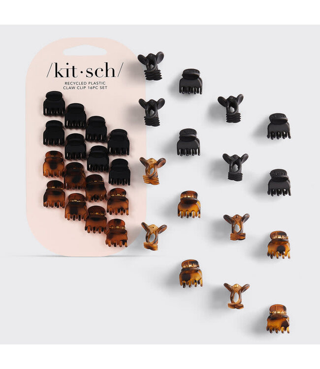 KITSCH Recycled Plastic Mini Classic Claw Clips -Set of 16
