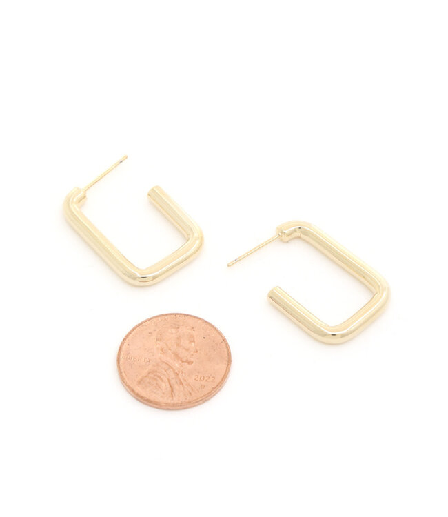 14K Gold Dipped Rectangle Earring