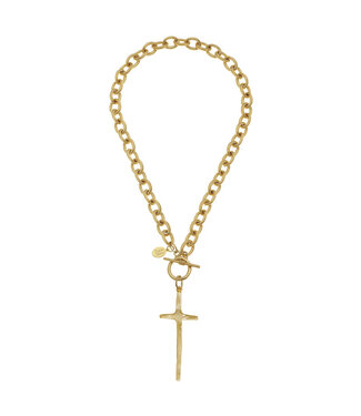 SUSAN SHAW Tall Cross Toggle Necklace
