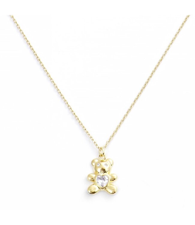 Rhodium Dipped Sending a Bear Necklace