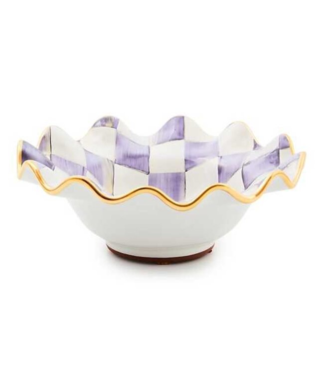 MACKENZIE CHILDS Plum Check Ceramic Fluted Breakfast Bowl