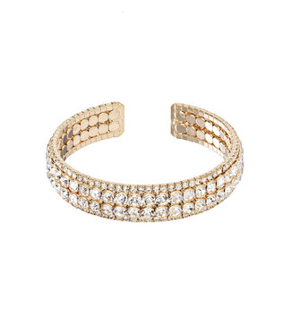 Rhinestone 4 Line Open Cuff Bracelet - CRG