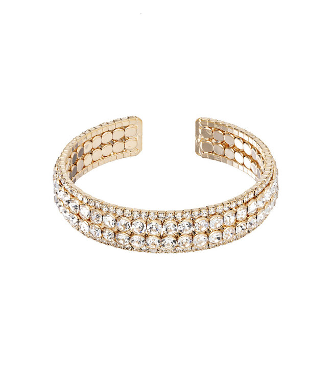 Rhinestone 4 Line Open Cuff Bracelet - CRG