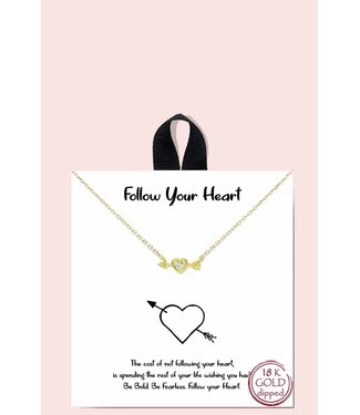 Rhodium Dipped Follow Your Heart Necklace