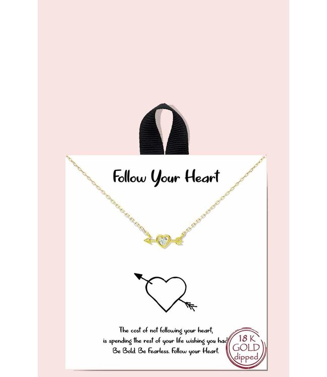 Rhodium Dipped Follow Your Heart Necklace