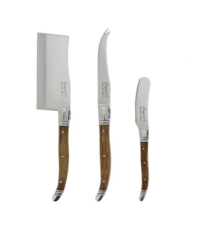 Laguiole Connoisseur Olive Wood Cheese - Sold as Set
