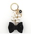 Rhinestone Ribbon Pearl Keychain