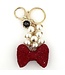 Rhinestone Ribbon Pearl Keychain
