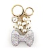 Rhinestone Ribbon Pearl Keychain