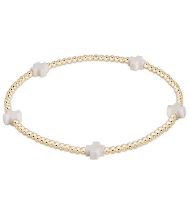 ENEWTON Signature Cross Small Gold Pattern 2mm Bead Bracelet