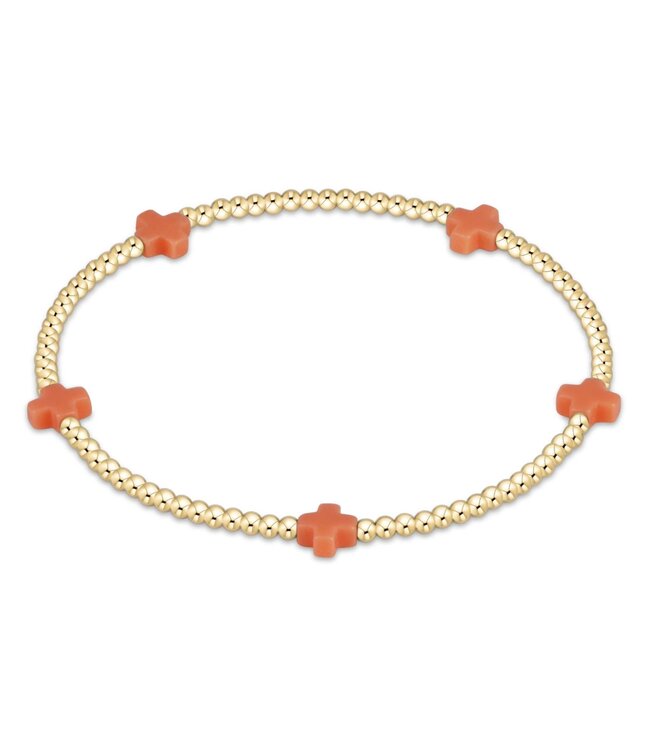 ENEWTON Signature Cross Small Gold Pattern 2mm Bead Bracelet
