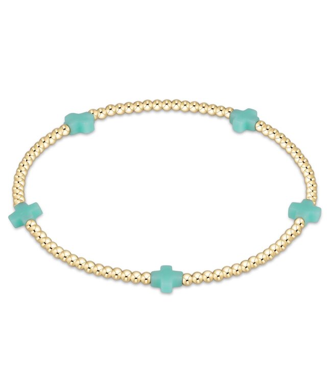 ENEWTON Signature Cross Small Gold Pattern 2mm Bead Bracelet