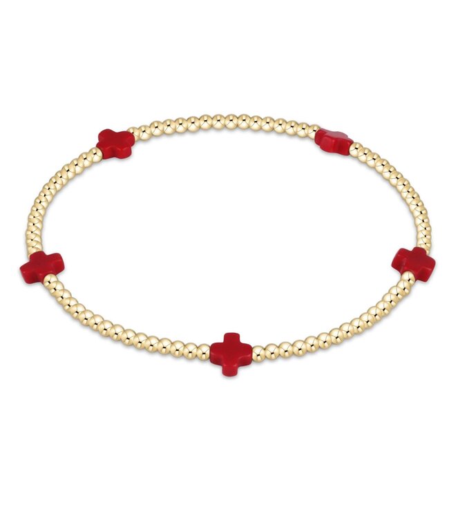 ENEWTON Signature Cross Small Gold Pattern 2mm Bead Bracelet