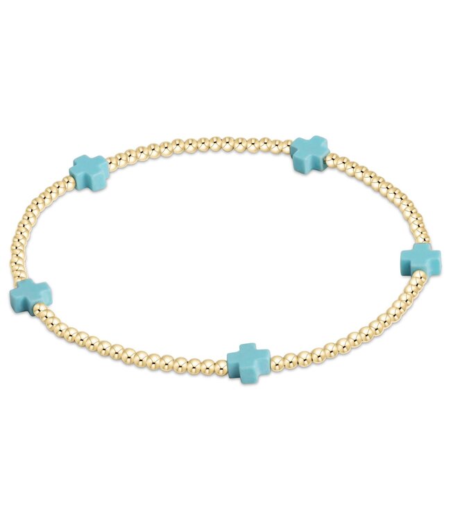 ENEWTON Signature Cross Small Gold Pattern 2mm Bead Bracelet